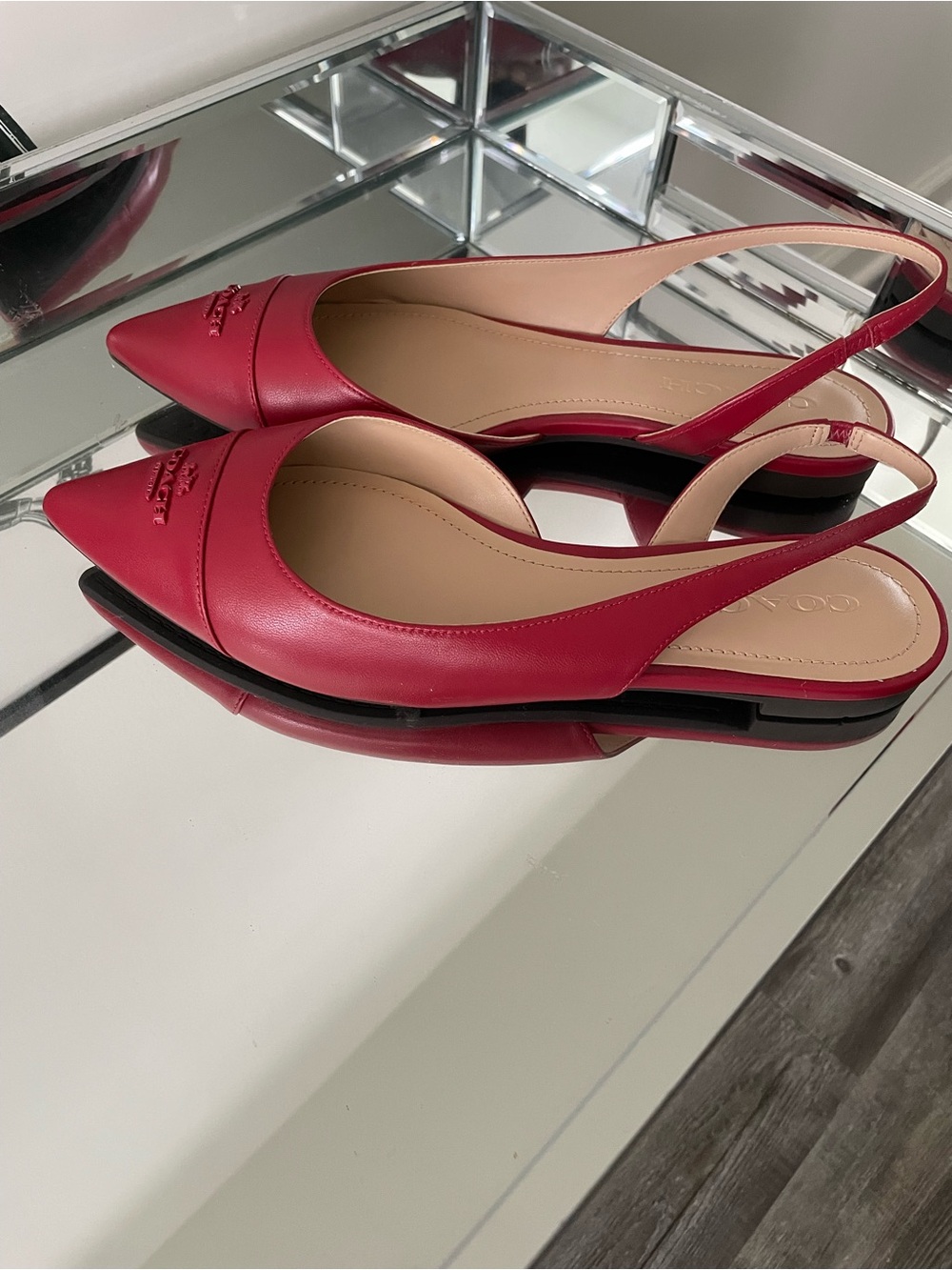 Coach Women's Red Pointed Slingback Flats